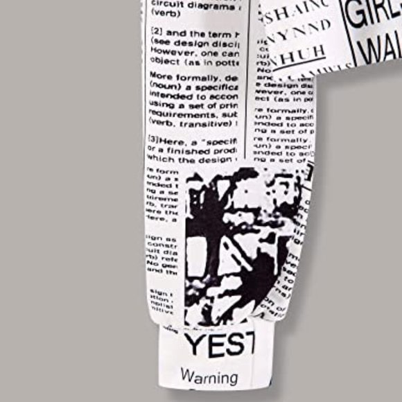 Womens Newspaper Print Long Sleeve Crop Sweatshirt - Picture 4 of 5